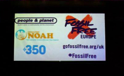 Banner at Fossil Free Tour